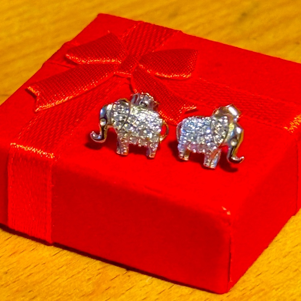 Sterling Silver 925 Elephant Stud Earrings